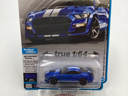 Auto World Modern Muscle Release 4 Version A 2021 Shelby GT-500 Carbon Fiber Track Pack Blue For Cheap