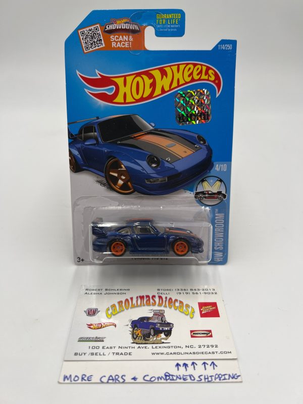 2016 Hot Wheels Factory Sealed Super Treasure Hunt #114 Porsche 993 GT2 Half Cage Blue (Reglued Blister) W Protector Online Hot Sale