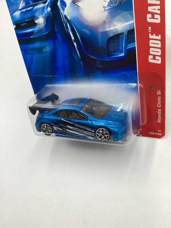 2007 Hot wheels #100 Code Cars Blue Honda Civic Si SR Cheap