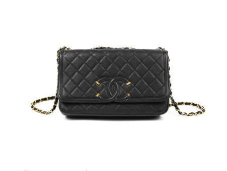 Chanel Quilted Medium CC Filigree Flap Black Caviar For Discount