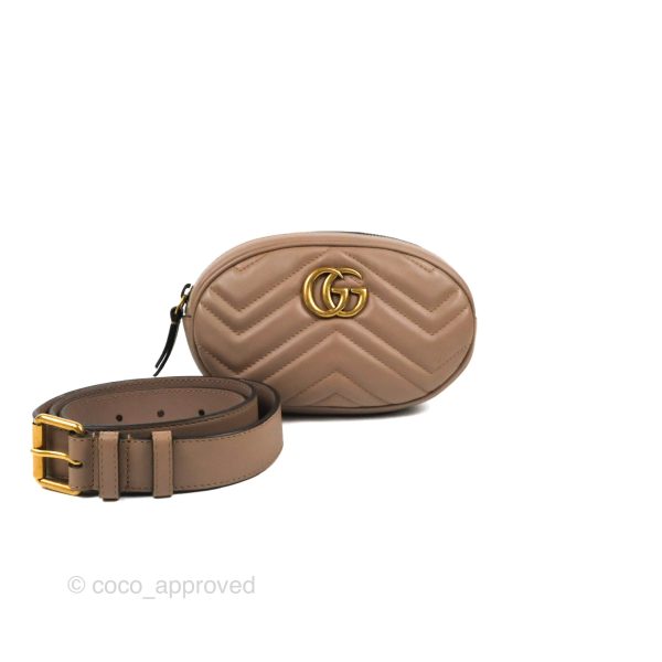 Gucci GG Marmont Matelassé Oval Belt Bag Dusty Pink Online