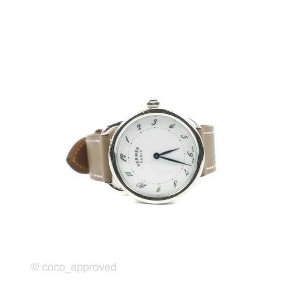 Hermes Arceau Watch 40mm Etoupe Palladium Hardware Sale