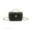 Chanel Pick Me Up Top Handle Vanity with Chain Black Lambskin Aged Gold Hardware 22S Discount