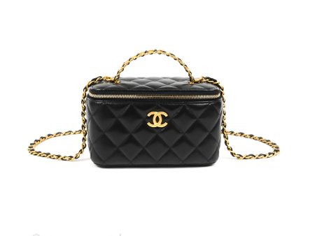 Chanel Pick Me Up Top Handle Vanity with Chain Black Lambskin Aged Gold Hardware 22S Discount