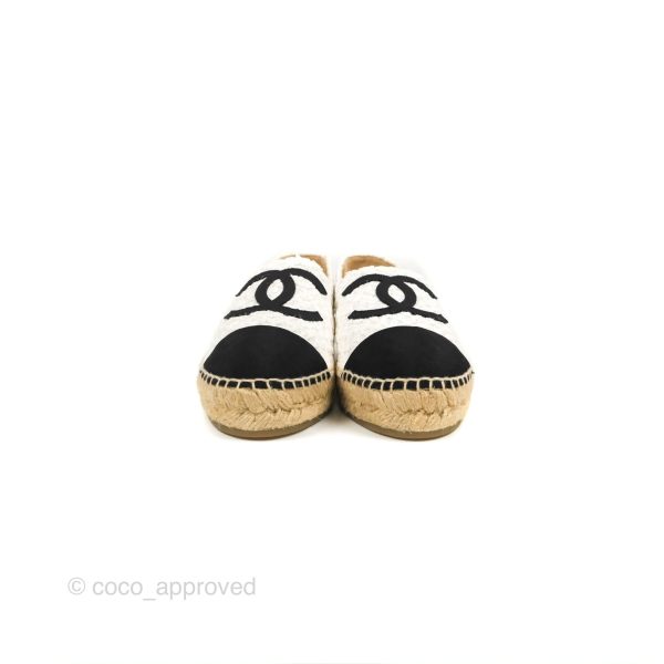 Chanel Espadrille Black White Tweed Size 39 Online Hot Sale