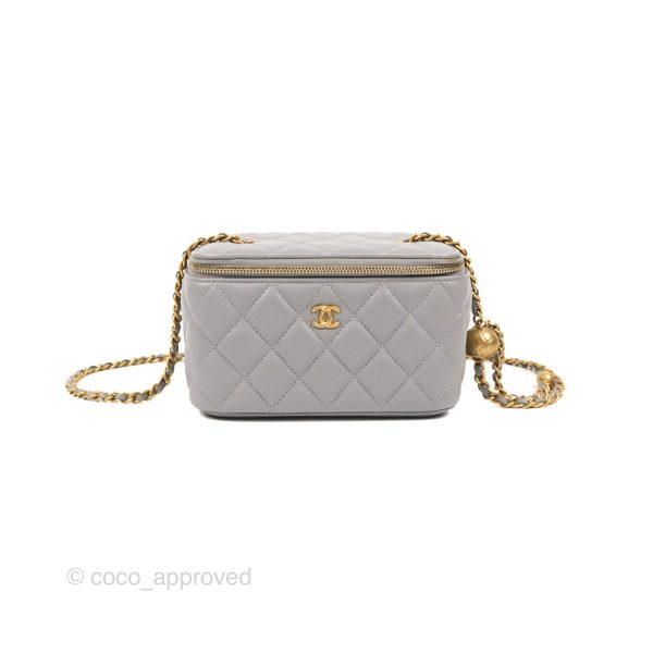 Chanel Pearl Crush Vanity With Chain Grey Lambskin Aged Gold Hardware Online