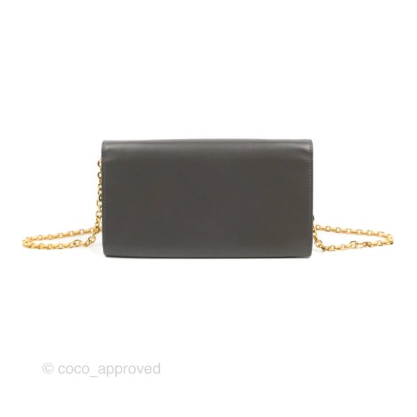 Celine C Wallet On Chain WOC Grey Smooth Calfskin Hot on Sale