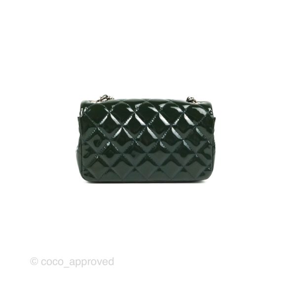 Chanel Quilted Extra Mini Rectangular Flap Teal Patent Silver Hardware Cheap