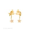 Christian Dior CD Crystal Star Chain Drop Earrings Gold Tone For Sale