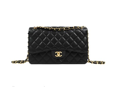 Chanel Jumbo Double Flap Black Caviar Gold Hardware⁣⁣ Hot on Sale