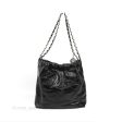 Chanel 22 Small Black Shiny Calfskin Matte Silver Hardware For Discount