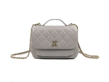 Chanel Quilted Medium Business Affinity Flap Grey Caviar Gold Hardware For Cheap