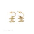 Chanel Pearl CC Drop Hoop Earrings Gold Tone 12A Online