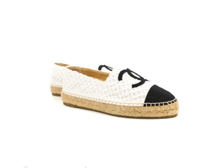 Chanel Espadrille Black White Tweed Size 39 Online Hot Sale