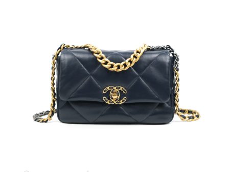 Chanel 19 Small Navy Lambskin Mixed Hardware For Discount