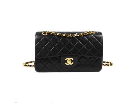 Chanel Vintage Small Classic Flap Black Lambskin 24K Gold Hardware Sale