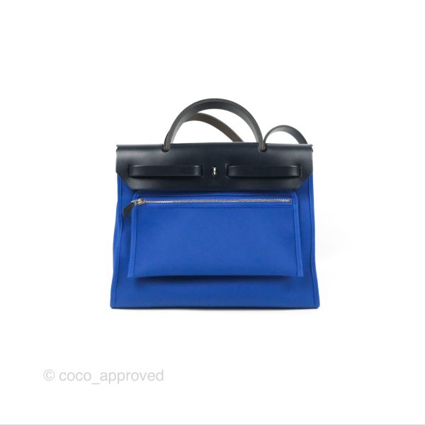 Hermès Herbag Zip 31 Bleu Électrique & Bleu Indigo Canvas Palladium Hardware Online now