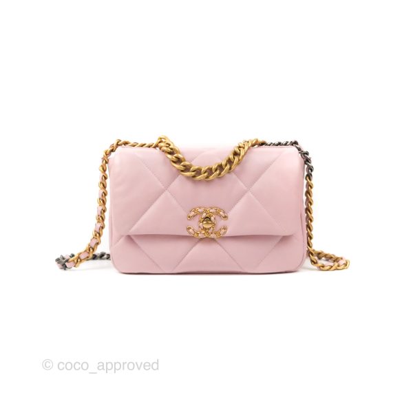 Chanel 19 Small Rose Clair Lambskin Mixed Hardware 21S Sale