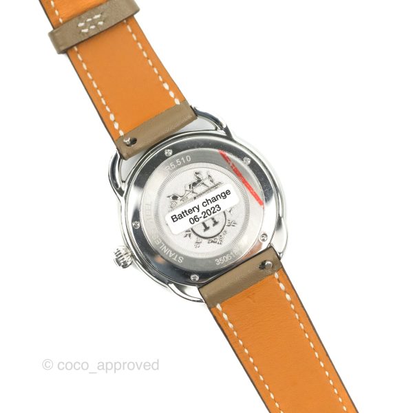 Hermes Arceau Watch 40mm Etoupe Palladium Hardware Sale