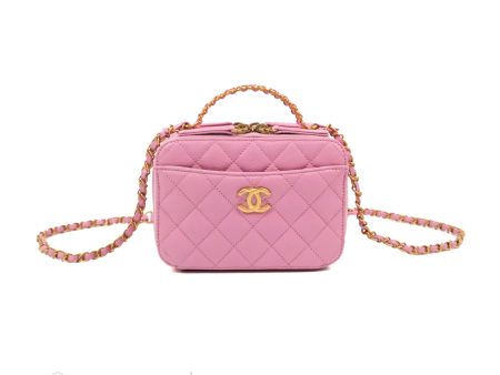 Chanel Caviar Quilted Pick Me Up Small Vanity Case Light Pink Online Sale