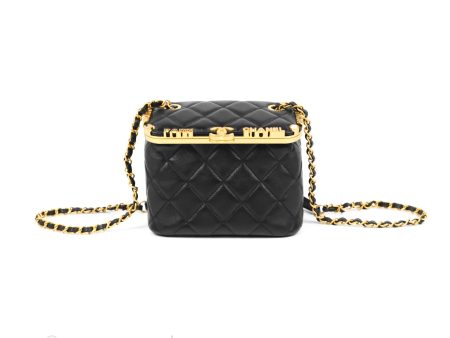 Chanel Logo Crystal Kiss-lock Vanity with Chain Black Lambskin 23C For Cheap