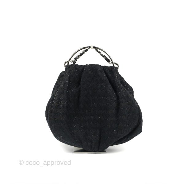 Chanel Tweed Boucle Knitting Bag Black Silver Hardware Online