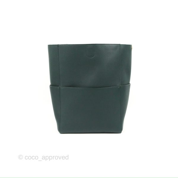 Celine Sangle Bucket Bag Grained Calfskin Dark Green For Cheap