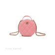 Chanel Mini Round Vanity Bag with Handle Pink Caviar 22C Supply