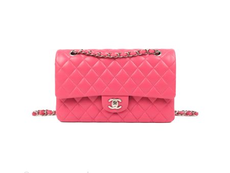 Chanel Classic M L Medium Flap Quilted Pink Lambskin Silver Hardware Cheap