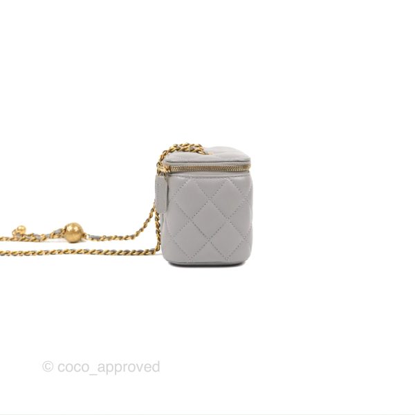 Chanel Pearl Crush Vanity With Chain Grey Lambskin Aged Gold Hardware Online