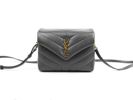 Saint Laurent Loulou Toy Quilted Leather Shoulder Bag Dark Grey Supply