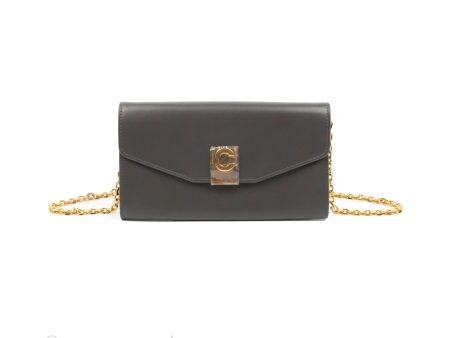 Celine C Wallet On Chain WOC Grey Smooth Calfskin Hot on Sale