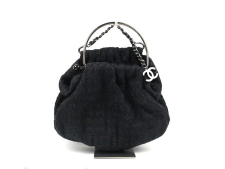 Chanel Tweed Boucle Knitting Bag Black Silver Hardware Online