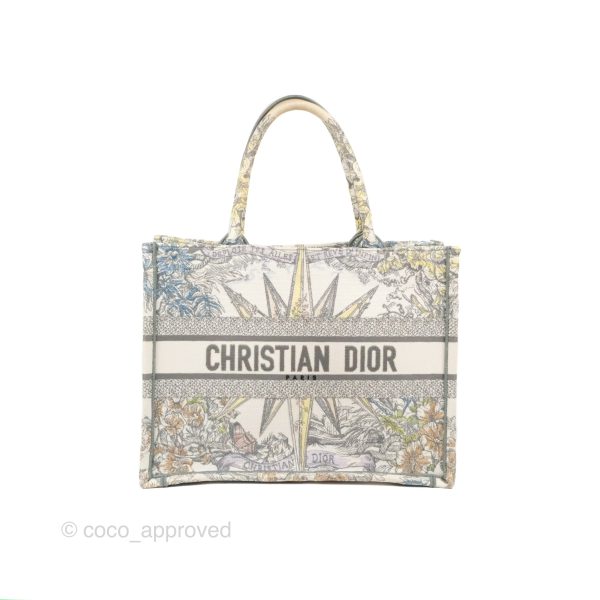 Christian Dior Medium(Old Small) Book Tote White Multicolor Rêve d Infini Embroidery For Cheap