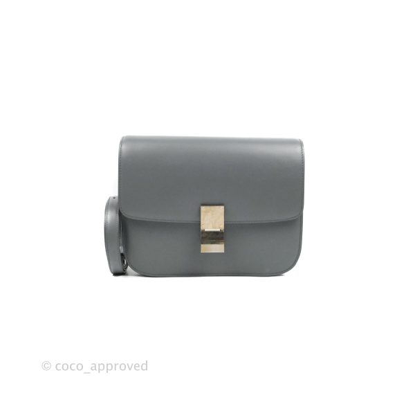 Celine Medium Classic Box Flap Grey Calfskin Supply