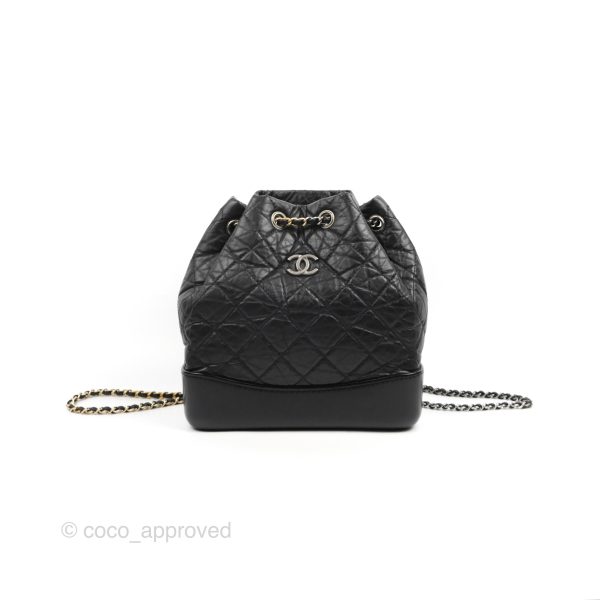 Chanel Small Gabrielle Backpack Black Aged Calfskin on Sale