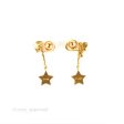 Christian Dior CD Crystal Star Chain Drop Earrings Gold Tone For Sale