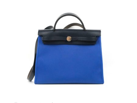 Hermès Herbag Zip 31 Bleu Électrique & Bleu Indigo Canvas Palladium Hardware Online now