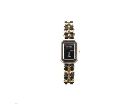 Chanel Première Watch Black Leather Gold Tone Size S Cheap