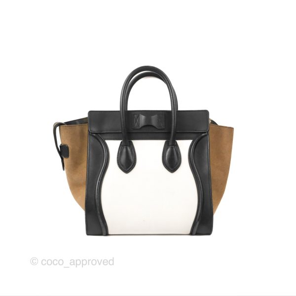 Celine Mini Luggage Bag Black White Brown Calfskin Online Sale