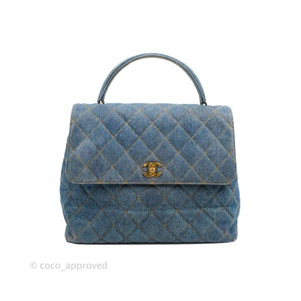 Chanel Vintage Quilted Kelly Bag Denim 24K Gold Hardware Supply