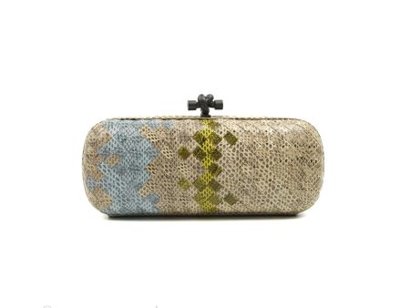 Bottega Veneta Ayers Intreccio Stretch Knot Clutch Python on Sale