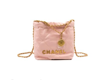 Chanel 22 Mini Bag Pink Shiny Crumpled Calfskin Online Sale