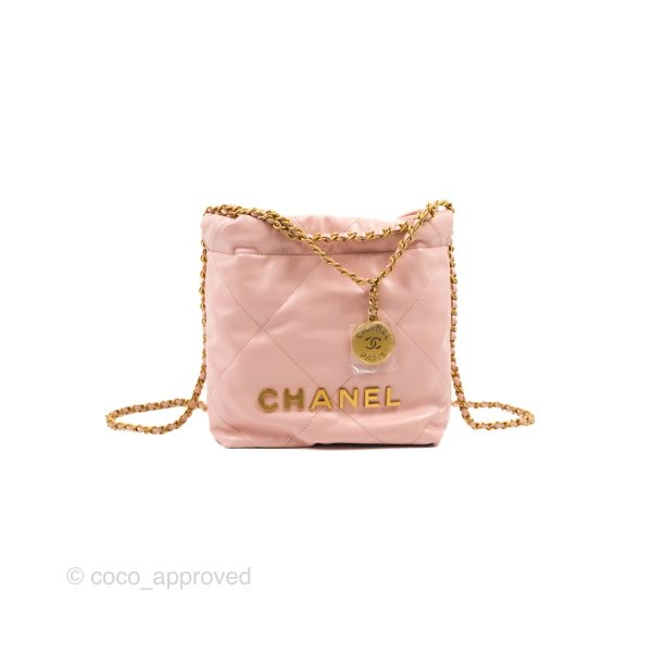 Chanel 22 Mini Bag Pink Shiny Crumpled Calfskin Online Sale