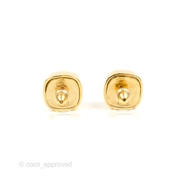 Chanel 21C Square Crystal Earrings Gold Tone Online Hot Sale