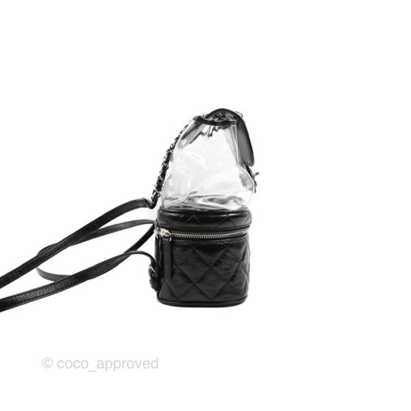 Chanel Aquarium PVC Backpack Black Crumpled Calfskin Silver Hardware For Discount