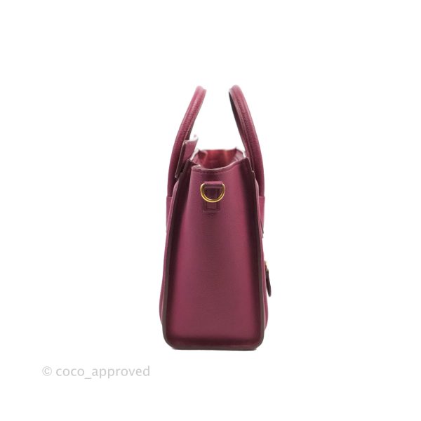 Celine Nano Luggage Plum Drummed Calfskin For Sale