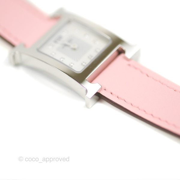 Hermès Heure H Watch Rose Sakura Swift Palladium Hardware Online Hot Sale