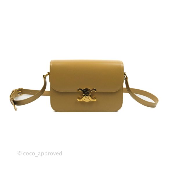 Celine Medium Triomphe Bag Olive Shiny Calfskin Discount