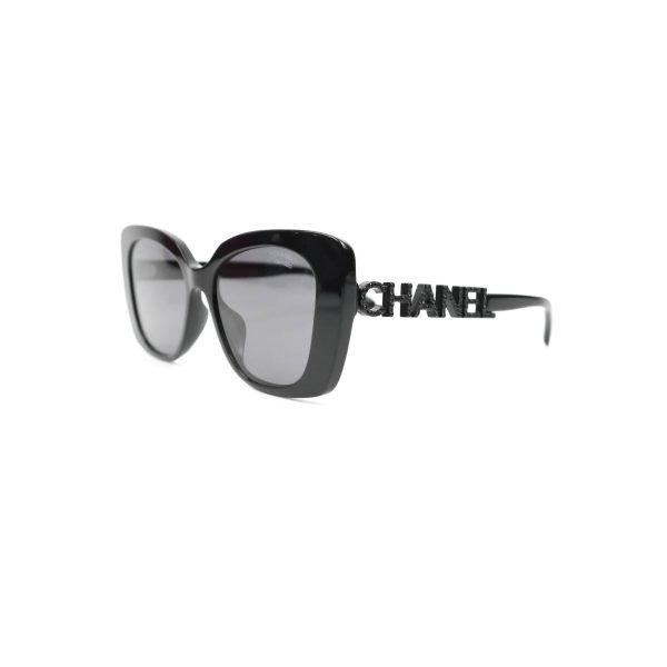 Chanel Acetate Strass Square Polarized Sunglasses Black Online